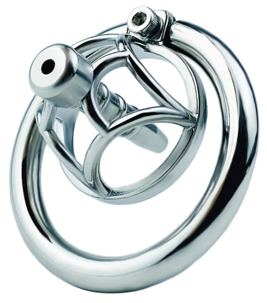 Cage de chasteté en métal avec Plug d'urètre Hexy 3 x 3.3cm