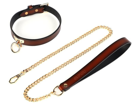 Collier-Laisse Tee Ring Marron