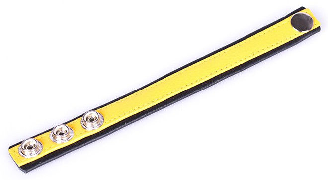 Anneau Pénien Cuir Jaune 3 pressions