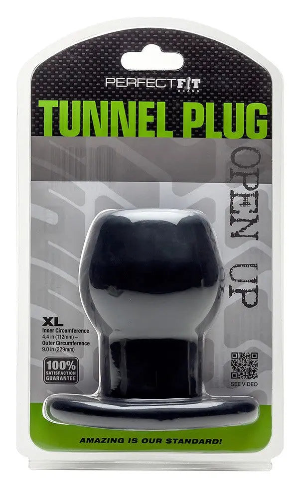 Ass Tunnel Plug Silicone Noir Extra-Large 9 x 7 cm