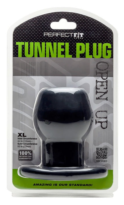 Ass Tunnel Plug Silicone Noir Extra-Large 9 x 7 cm