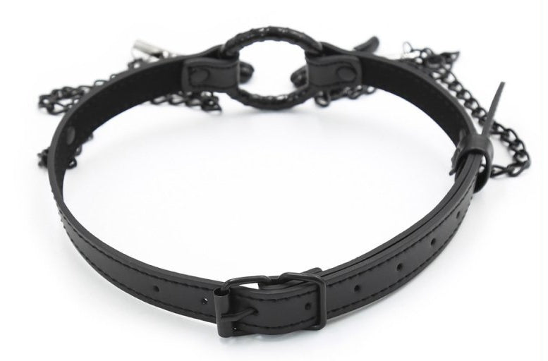 Bâillon-Anneau et Pince-Tétons Gag Nip Noir