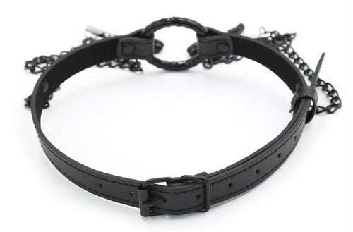 Bâillon-Anneau et Pince-Tétons Gag Nip Noir