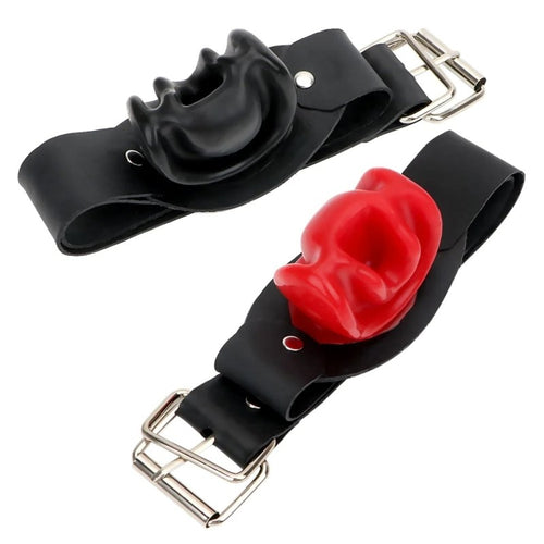 Bâillon en latex NO MORE Noir-Rouge