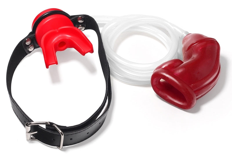 Bâillon Urinoir avec Cage souple Rouge