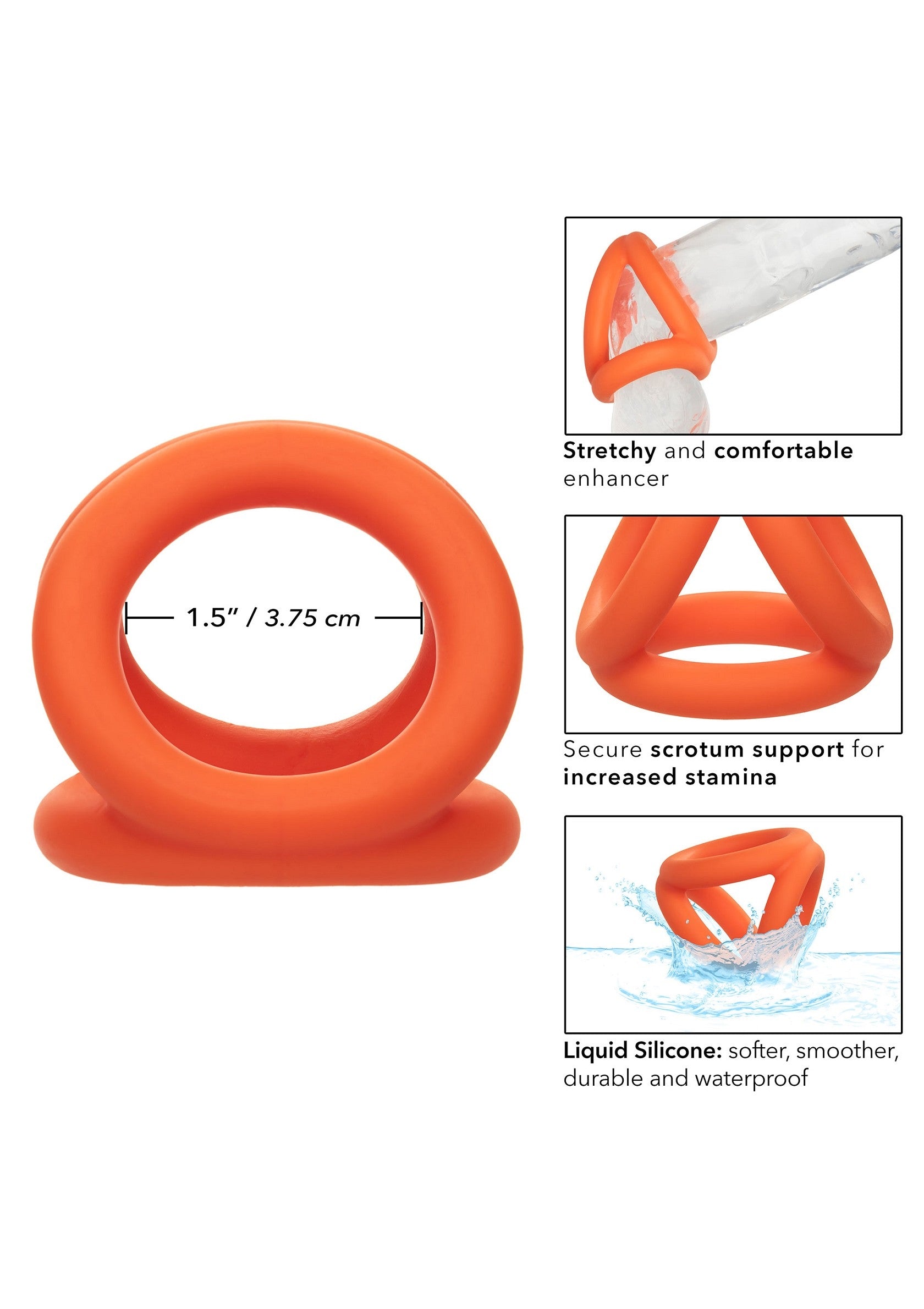 Ballstretcher en silicone Alpha Tri-Ring 38 mm Orange