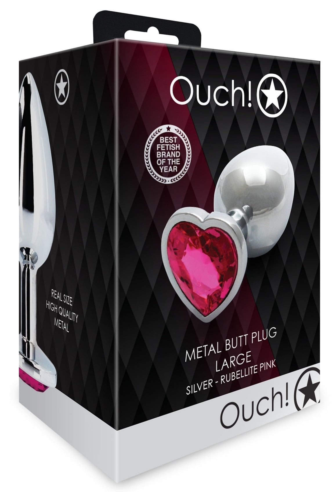 Bijou anal Heart Gem L 8 x 4cm Argenté-Rose