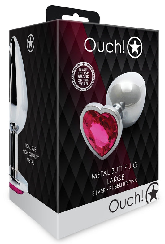 Bijou anal Heart Gem L 8 x 4cm Argenté-Rose