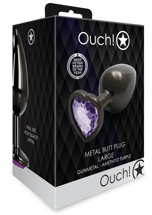 Bijou anal Heart Gem L 8 x 4cm Noir-Violet