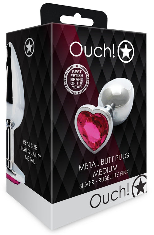 Bijou anal Heart Gem M 7 x 3.3cm Argenté-Rose