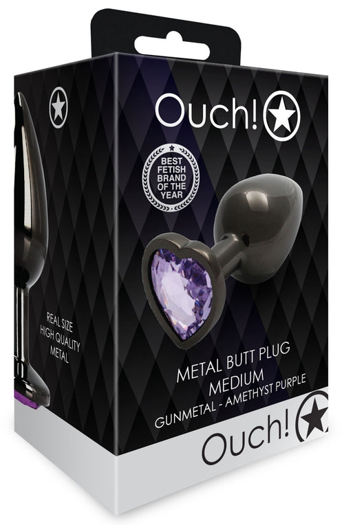 Bijou anal Heart Gem M 7 x 3.3cm Noir-Violet