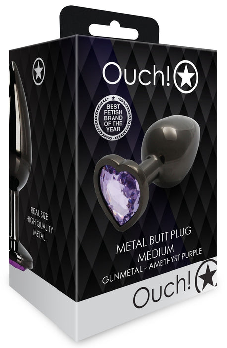 Bijou anal Heart Gem M 7 x 3.3cm Noir-Violet
