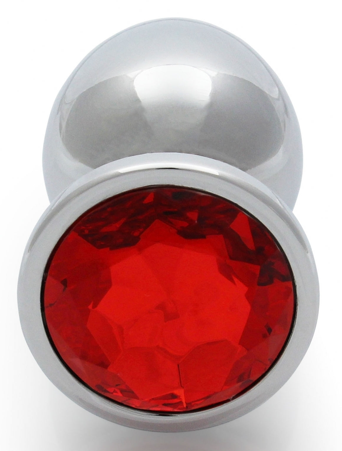 Bijou anal Round Gem L 8 x 4cm Argenté-Rouge