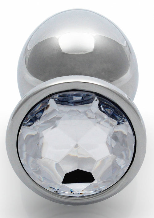 Bijou anal Round Gem L 8 x 4cm Argenté-Transparent