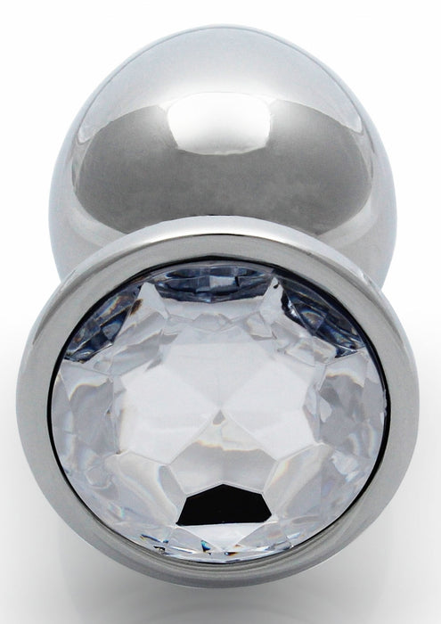 Bijou anal Round Gem L 8 x 4cm Argenté-Transparent