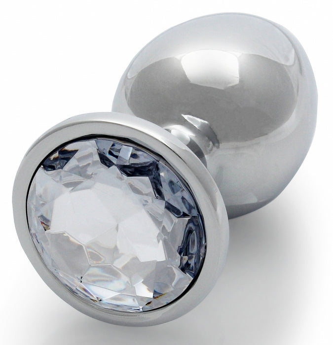 Bijou anal Round Gem L 8 x 4cm Argenté-Transparent
