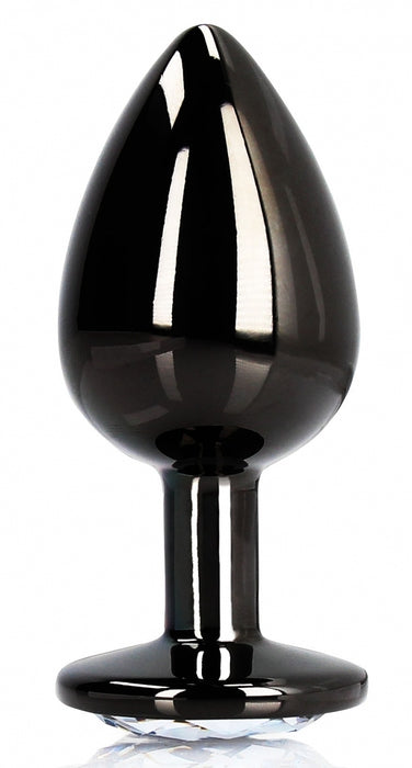 Bijou anal Round Gem L 8 x 4cm Noir-Transparent