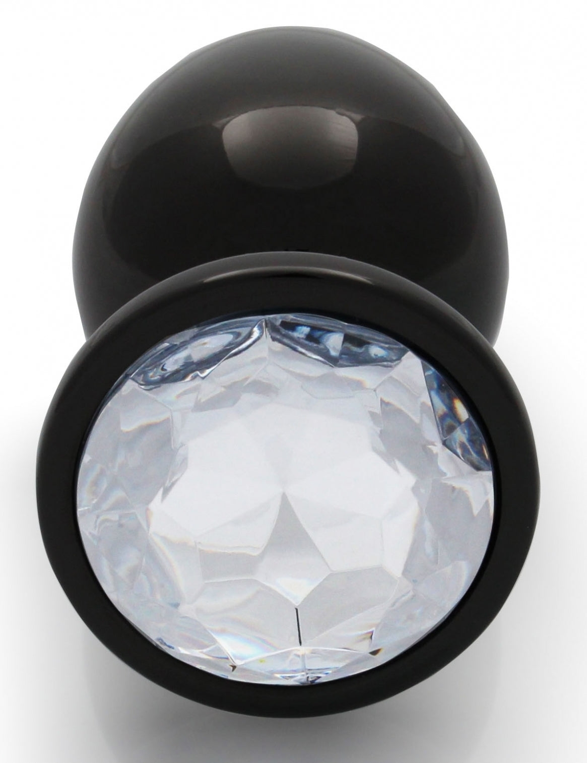 Bijou anal Round Gem L 8 x 4cm Noir-Transparent