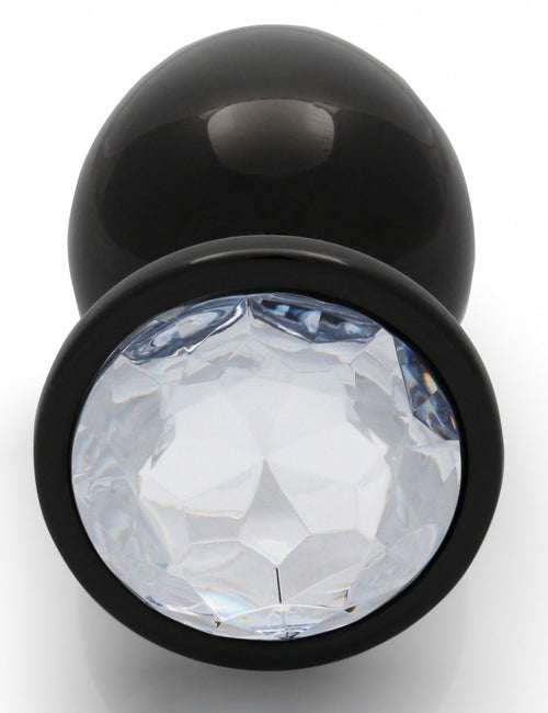 Bijou anal Round Gem L 8 x 4cm Noir-Transparent