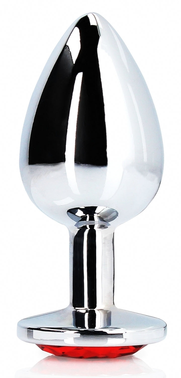 Bijou anal Round Gem M 7 x 3.3 cm Argenté-Rouge