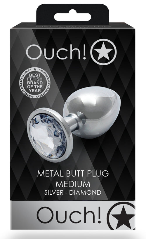Bijou anal Round Gem M 7 x 3.3 cm Argenté-Transparent