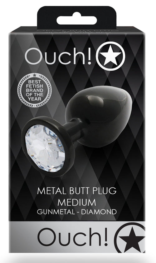 Bijou anal Round Gem M 7 x 3.3 cm Noir-transparent