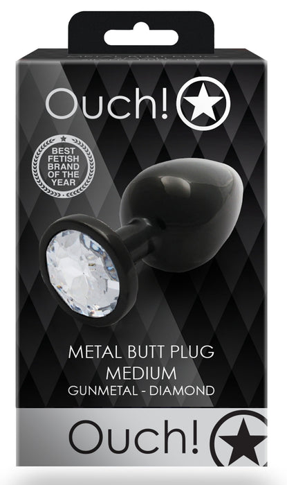 Bijou anal Round Gem M 7 x 3.3 cm Noir-transparent