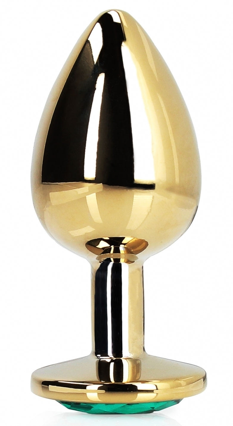 Bijou anal Round Gem M 7 x 3.3cm Doré-Vert