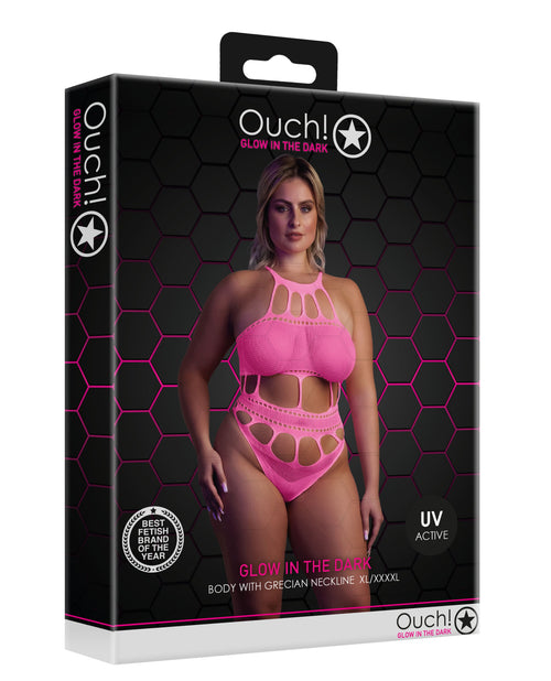 Body à encolure grecque Rose Fluo