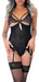 Body Porte-Jarretelles String Lace and Mesh Noir
