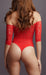 Body ouvert Rhinestone - Rouge