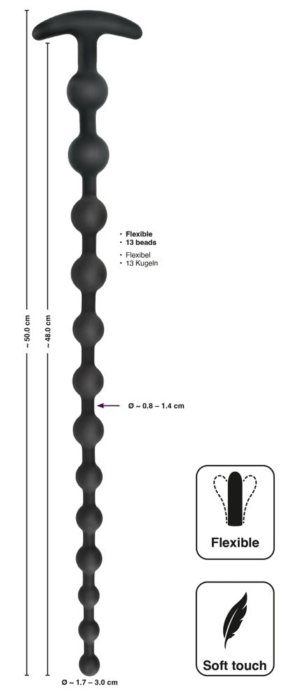 Boules anales Long Beads Silic 48 x 3cm