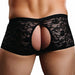 Boxer Bottomless en dentelle Crocthless Noir