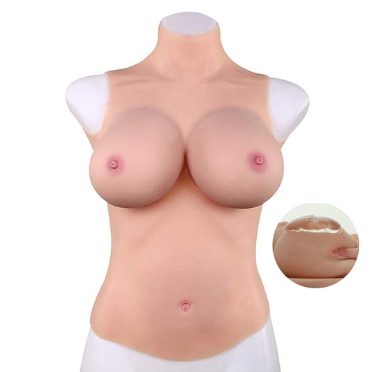 Buste Entier Seins réalistes Silicone Col haut Bonnet D