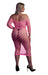 Bustier et Robe Filet Épaules dénudées Rose Fluo