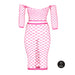 Bustier et Robe Filet Épaules dénudées Rose Fluo