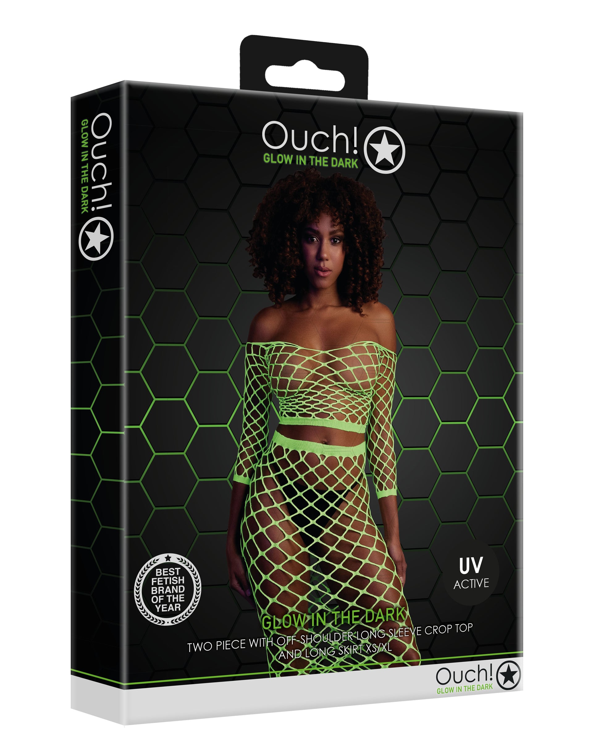 Bustier et Robe Filet Épaules dénudées Vert Fluo
