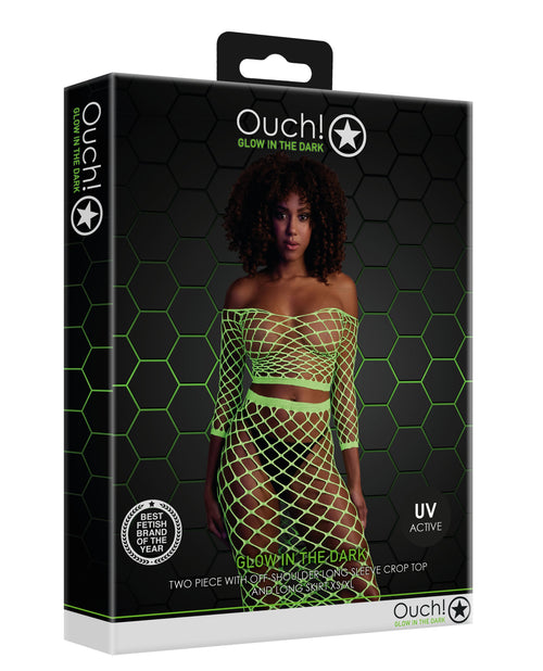 Bustier et Robe Filet Épaules dénudées Vert Fluo