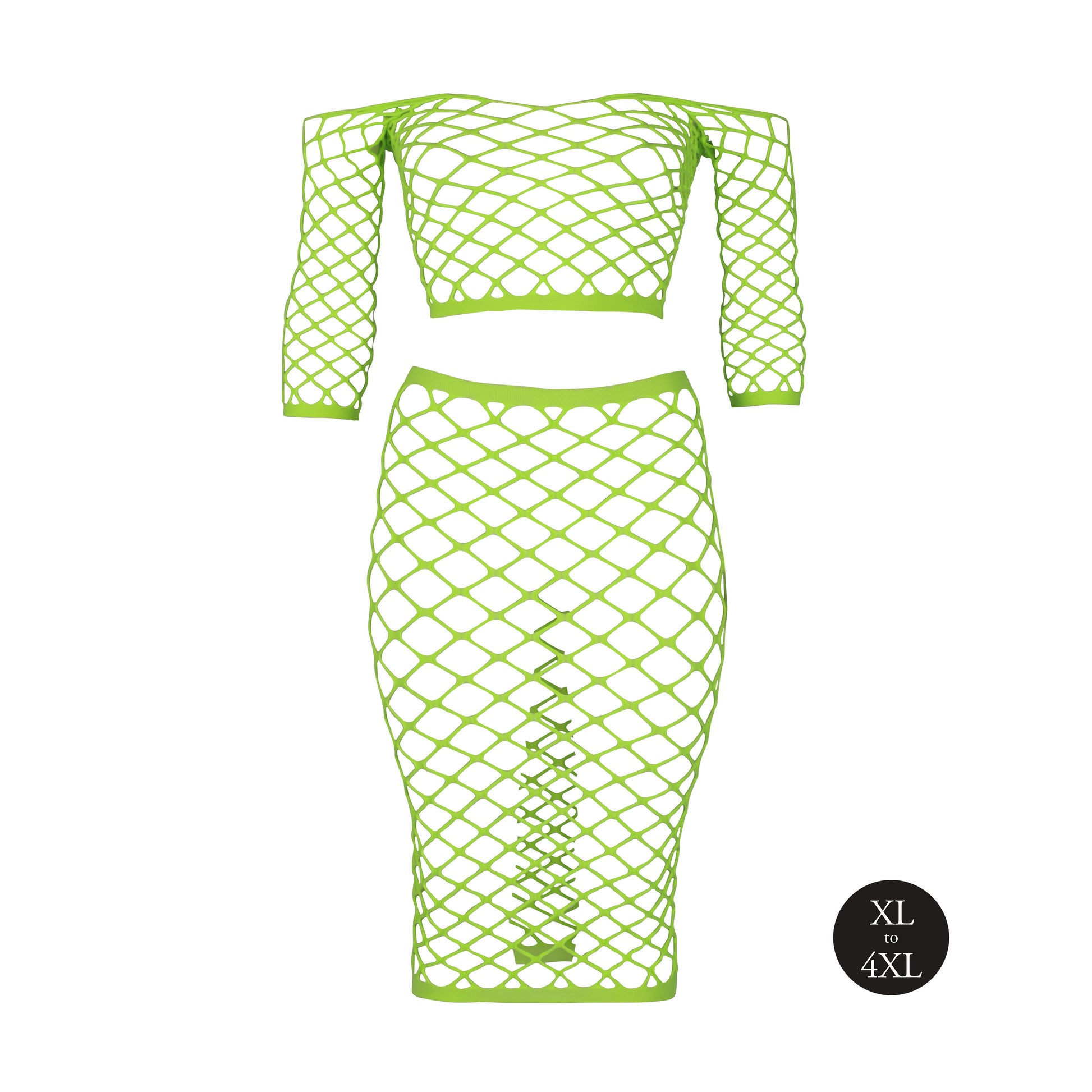 Bustier et Robe Filet Épaules dénudées Vert Fluo