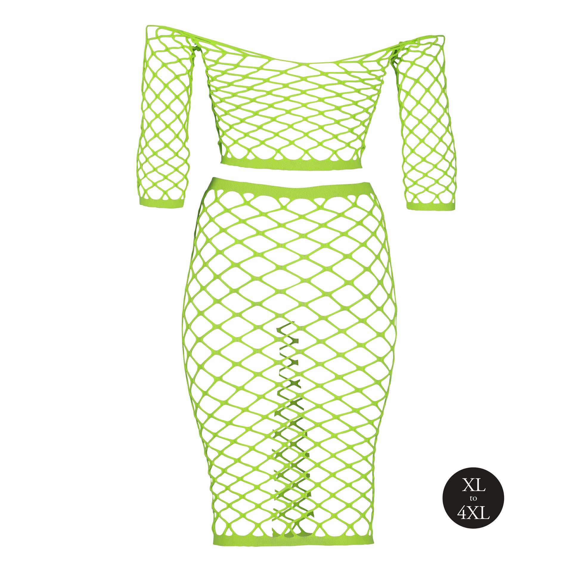 Bustier et Robe Filet Épaules dénudées Vert Fluo