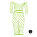 Bustier et Robe Filet Épaules dénudées Vert Fluo
