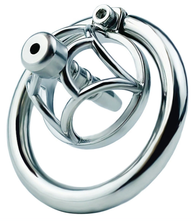 Cage de chasteté en métal avec Plug d'urètre Hexy 3 x 3.3cm