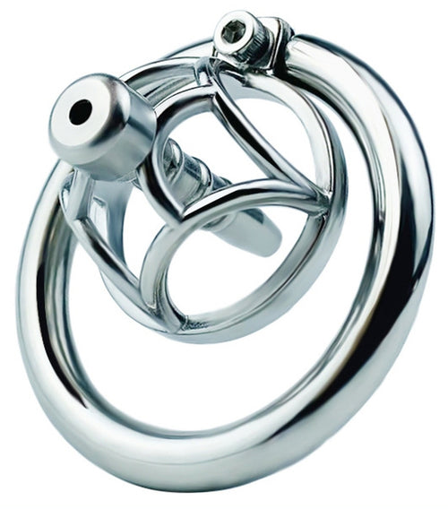 Cage de chasteté en métal avec Plug d'urètre Hexy 3 x 3.3cm