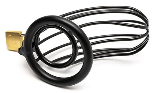 Cage de Chasteté en métal Grille 12 x 3.5cm Anneau 50mm Noir