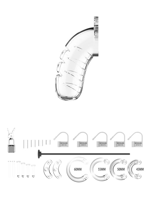 Cage de chasteté Mancage avec Tige urètre 11.5 x 3.5cm Transparente - Tige 20cm - Diamètre 3mm
