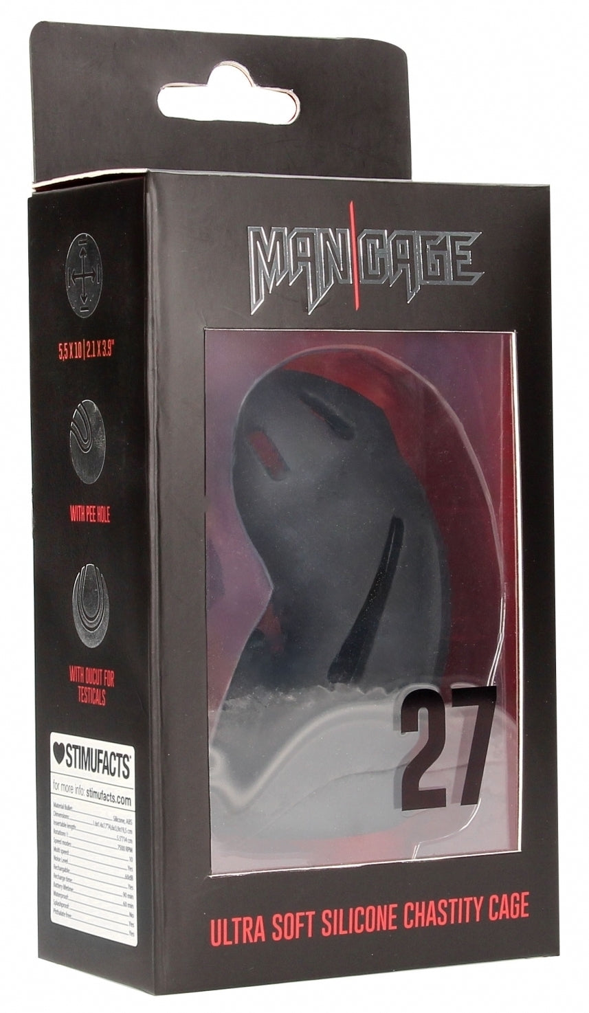 Cage de chasteté ManCage Modèle 27 - 9.6 x 3.5cm Noire