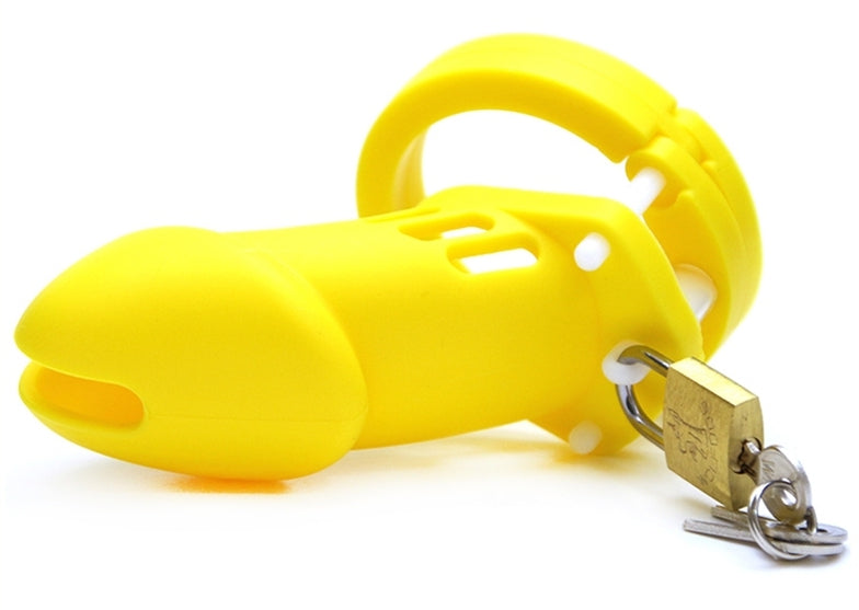 Cage de chasteté Silicone Bran 9 x 3cm Jaune