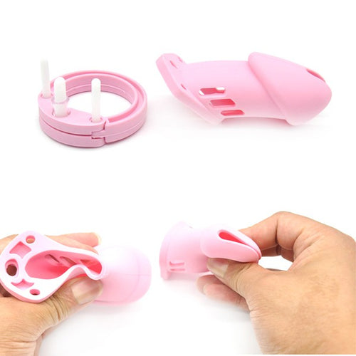 Cage de chasteté Silicone BRAN 9 x 3cm Rose