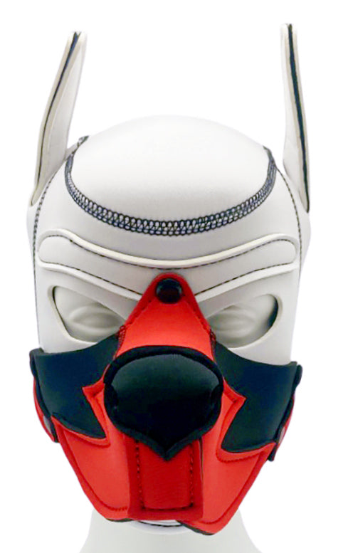 Cagoule Puppy Fox Néoprène Blanc-Rouge