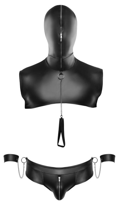 Cagoule String à menottes Teros Noir